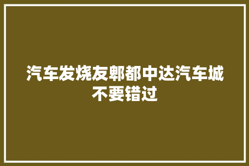 汽车发烧友郫都中达汽车城不要错过