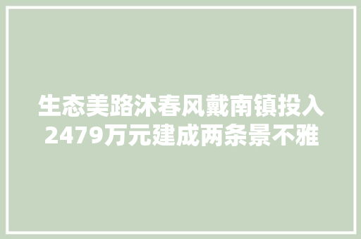 生态美路沐春风戴南镇投入2479万元建成两条景不雅观道
