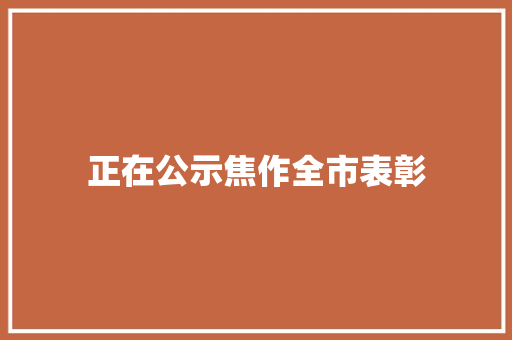 正在公示焦作全市表彰