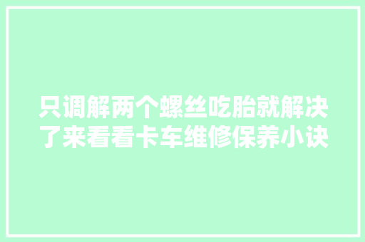 只调解两个螺丝吃胎就解决了来看看卡车维修保养小诀窍