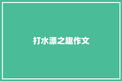 打水漂之趣作文