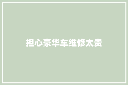 担心豪华车维修太贵