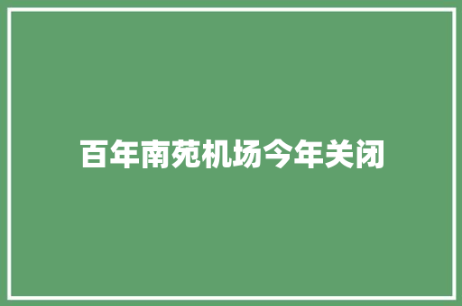 百年南苑机场今年关闭
