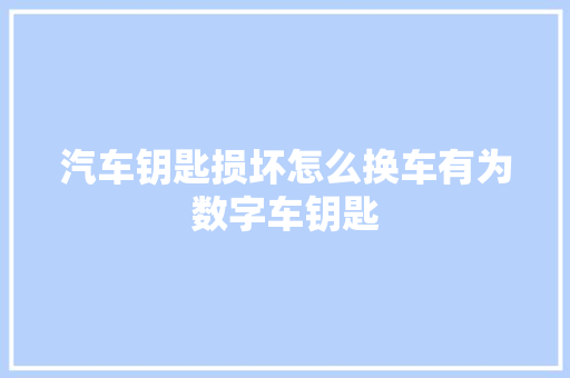 汽车钥匙损坏怎么换车有为数字车钥匙