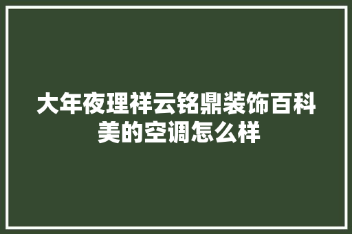 大年夜理祥云铭鼎装饰百科 美的空调怎么样