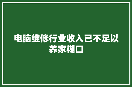 电脑维修行业收入已不足以养家糊口 汽车知识