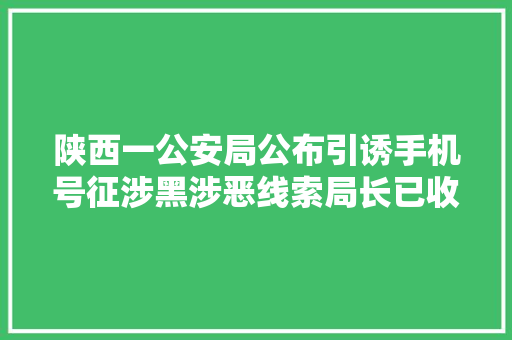 陕西一公安局公布引诱手机号征涉黑涉恶线索局长已收到反响
