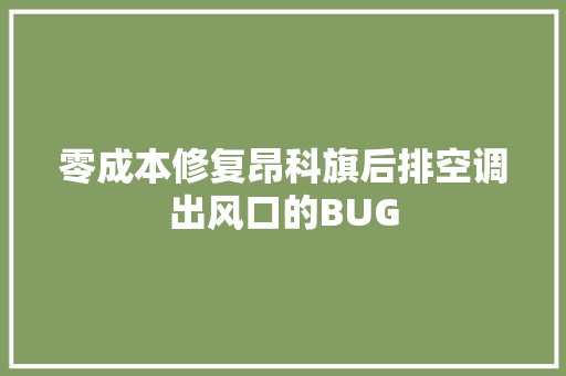 零成本修复昂科旗后排空调出风口的BUG