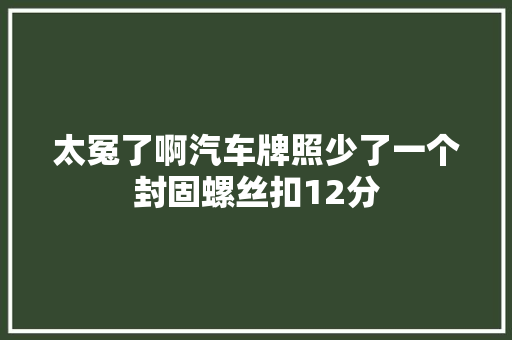 太冤了啊汽车牌照少了一个封固螺丝扣12分