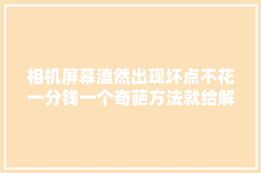相机屏幕溘然出现坏点不花一分钱一个奇葩方法就给解决了