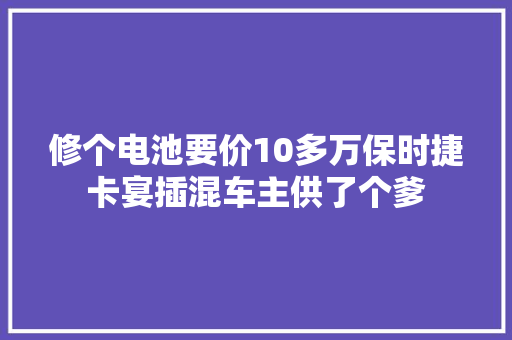 修个电池要价10多万保时捷卡宴插混车主供了个爹