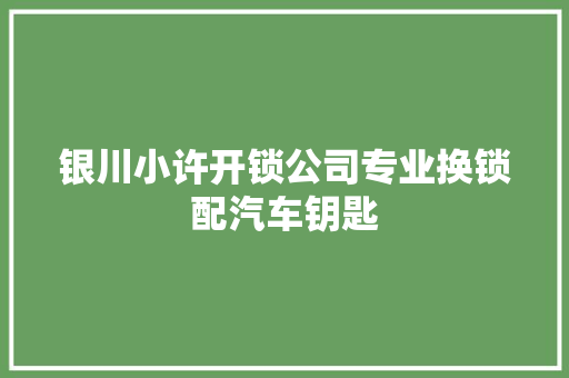 银川小许开锁公司专业换锁配汽车钥匙