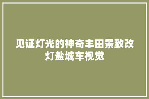 见证灯光的神奇丰田景致改灯盐城车视觉