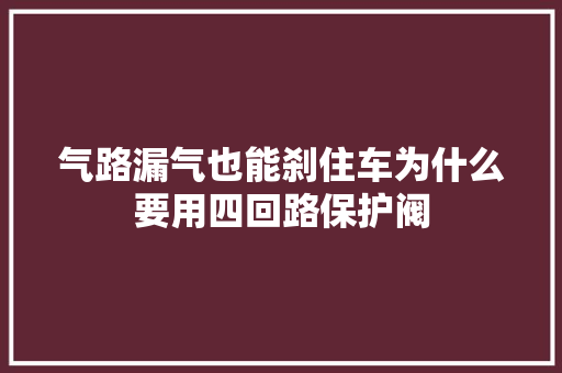 气路漏气也能刹住车为什么要用四回路保护阀