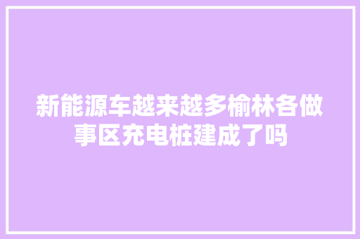 新能源车越来越多榆林各做事区充电桩建成了吗