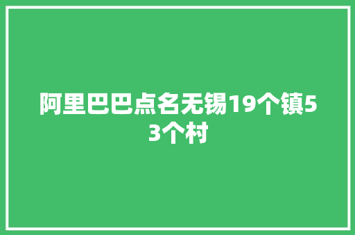 阿里巴巴点名无锡19个镇53个村