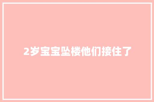 2岁宝宝坠楼他们接住了