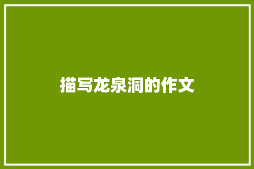 描写龙泉洞的作文