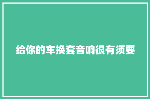 给你的车换套音响很有须要