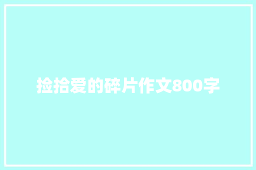 捡拾爱的碎片作文800字
