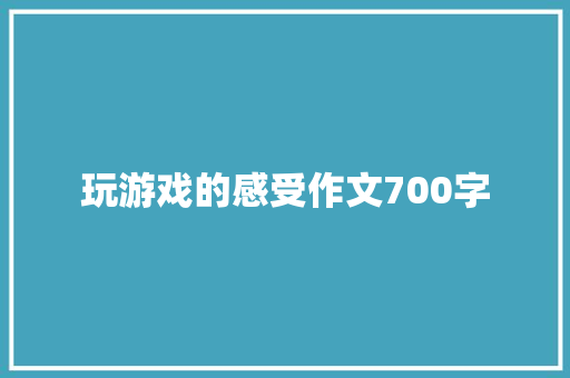 玩游戏的感受作文700字