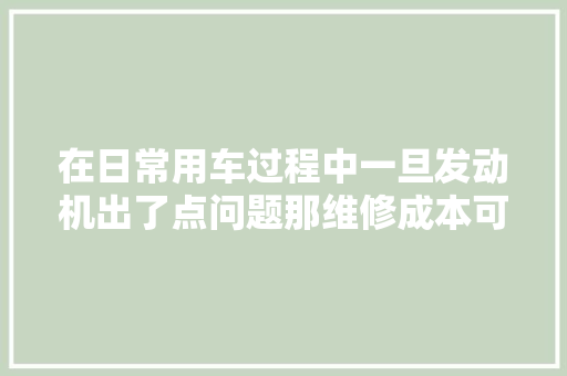 在日常用车过程中一旦发动机出了点问题那维修成本可不是一般的高