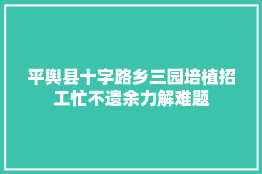 平舆县十字路乡三园培植招工忙不遗余力解难题