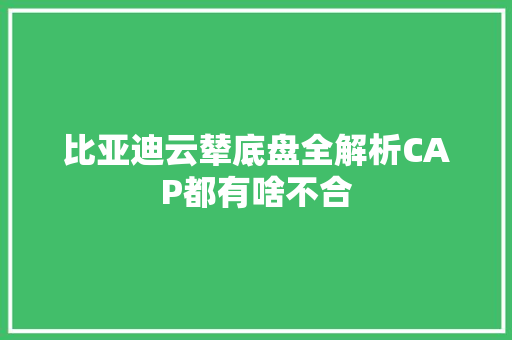 比亚迪云辇底盘全解析CAP都有啥不合