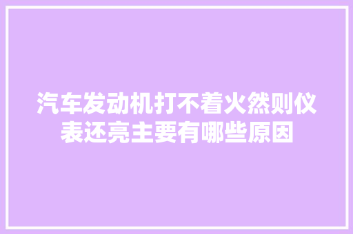 汽车发动机打不着火然则仪表还亮主要有哪些原因