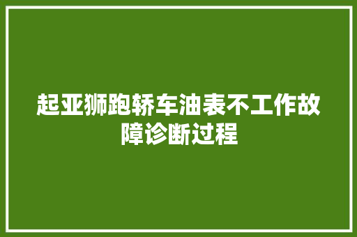 起亚狮跑轿车油表不工作故障诊断过程