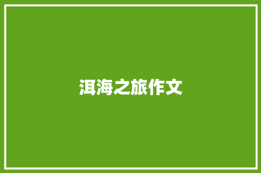 洱海之旅作文