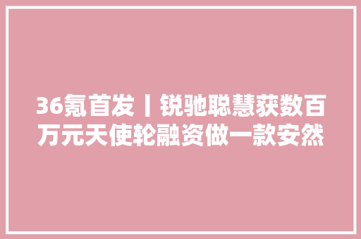 36氪首发丨锐驰聪慧获数百万元天使轮融资做一款安然的割草机械人