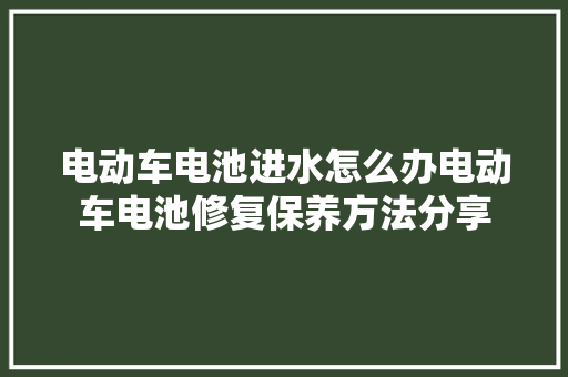 电动车电池进水怎么办电动车电池修复保养方法分享