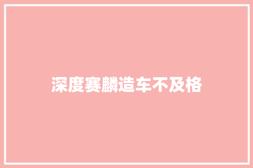 深度赛麟造车不及格