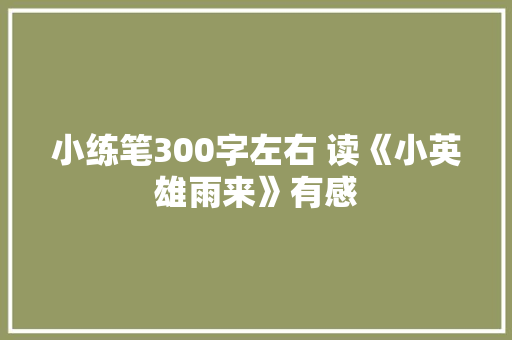 小练笔300字左右 读《小英雄雨来》有感