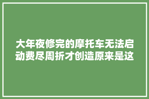 大年夜修完的摩托车无法启动费尽周折才创造原来是这里堵了