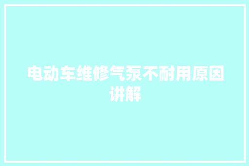 电动车维修气泵不耐用原因讲解