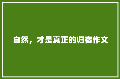自然，才是真正的归宿作文