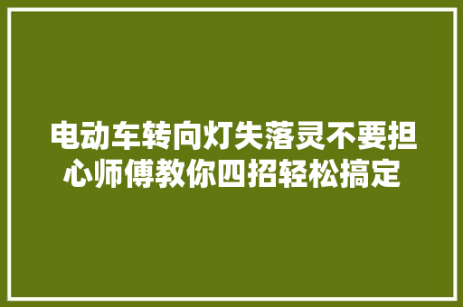 电动车转向灯失落灵不要担心师傅教你四招轻松搞定