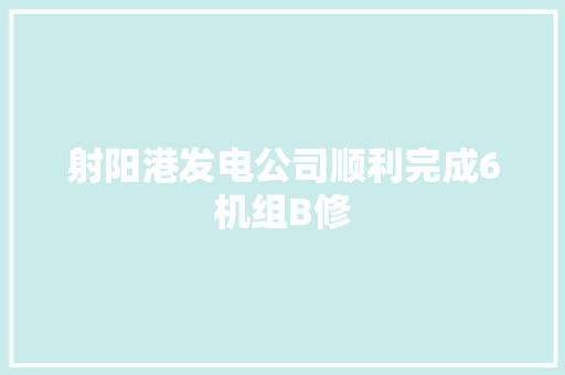 射阳港发电公司顺利完成6机组B修