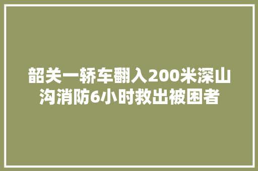 韶关一轿车翻入200米深山沟消防6小时救出被困者