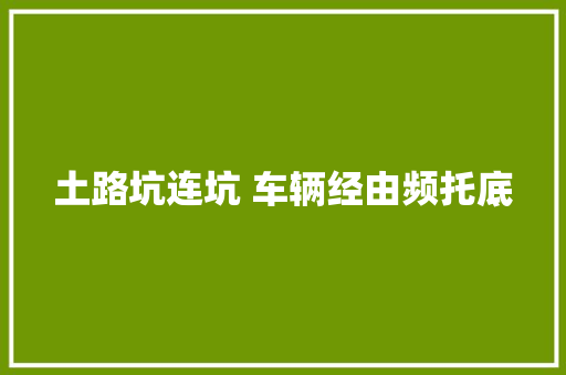 土路坑连坑 车辆经由频托底