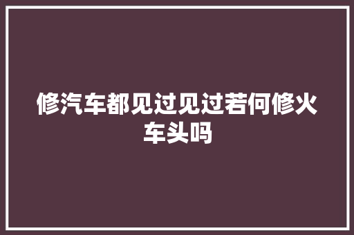 修汽车都见过见过若何修火车头吗