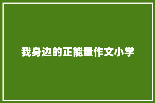 我身边的正能量作文小学