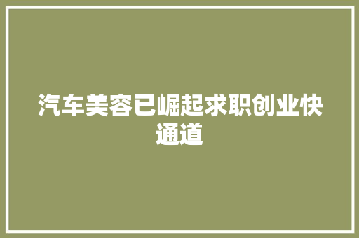 汽车美容已崛起求职创业快通道