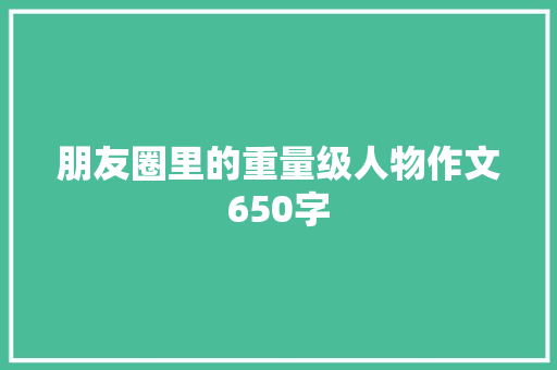 朋友圈里的重量级人物作文650字
