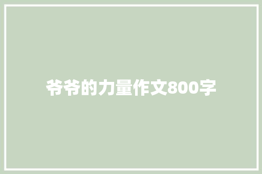 爷爷的力量作文800字