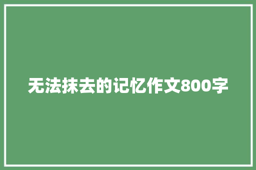 无法抹去的记忆作文800字