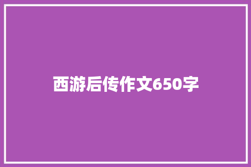 西游后传作文650字