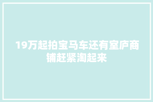 19万起拍宝马车还有室庐商铺赶紧淘起来